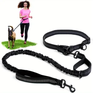 Hands Free Dog Leash Reflective Bungee Waist Running Training Lead