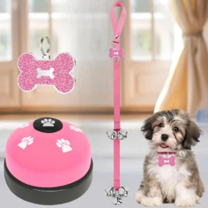 3pcs Pet Door Bell with Bone Tag and Adjustable Strap for Potty Training